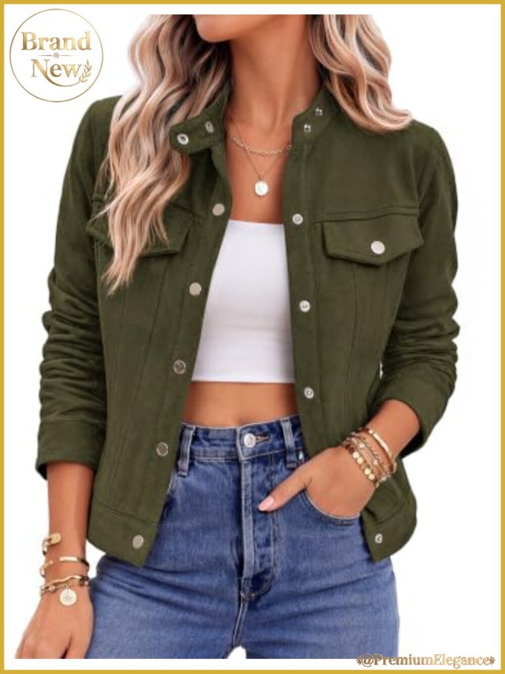 Faux Suede Cropped Jacket Button Down Casual Fall Coat